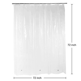XTF2015 Clear Shower Curtain Liner, Heavyweight Waterproof Transparent Shower Curtain Liner with Hooks and Heavy Duty Magnets, 72 x 72 inches