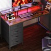 Huuger 47 Inch Computer Desk with Power Outlets and LED