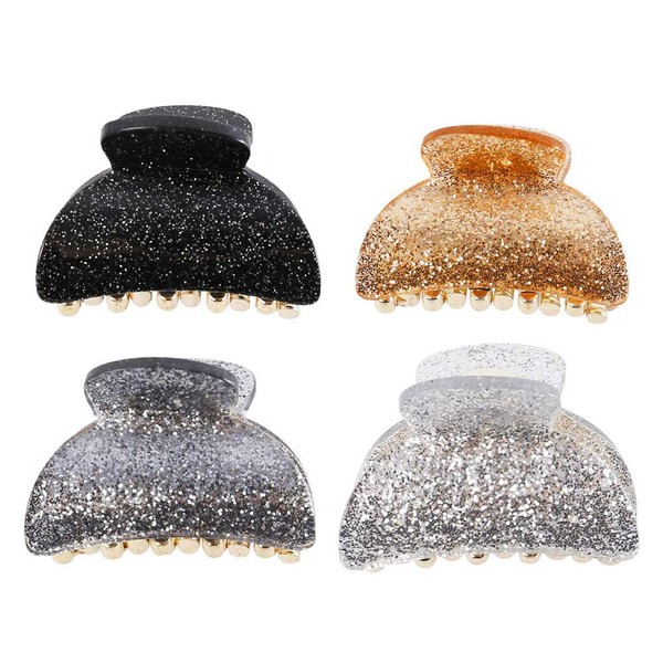 4 Pcs Acrylic Hair Claw Clips Glitter Non Slip Hair Barrette Jaw Clamps Ponytail Holder Hair Accessories for Women and Girls