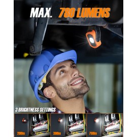 CARELITE Work Light, Magnetic Light with 3 Modes & 360° Pivoting Head, 780 Lumen Rechargeable Pocket Light for Mechanics, Jobsites and Emergency (Orange)