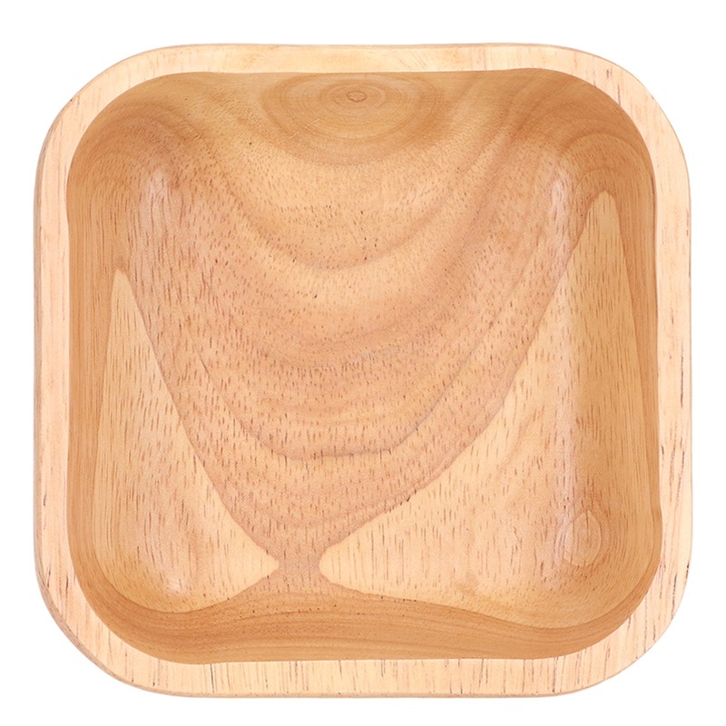 Rubber Wood Salad Bowl Handcrafted Simple Stylish Square Bowl Tableware