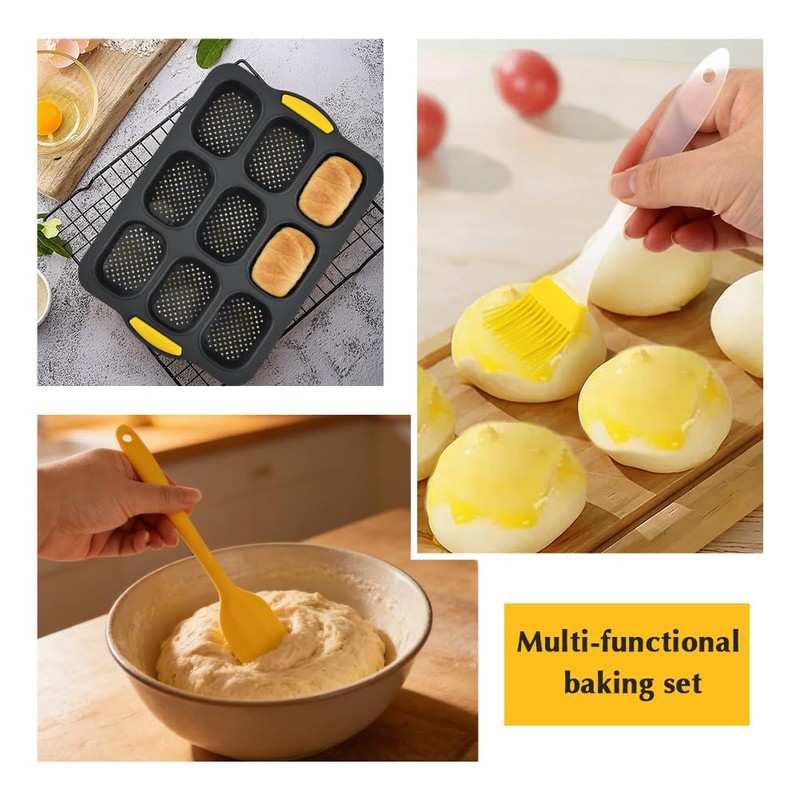 2 pcs Silicone Baguette Bread Pan Set, 4 Hole Non-Stick