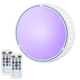 FUNCHDAY Wireless Battery Operated Ceiling Light,18 Colors Changing Mood Light,Dimmable Free Light Ceiling for Hallway Laundry Bathroom Stairs Garage White Blue