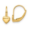 14K Solid Yellow Gold Heart Love Drop Dangle Earrings