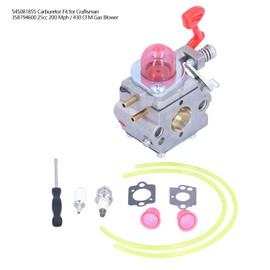 545081855 Carburetor for Craftsman 358794600 25cc 200 Mph / 430 CFM, Gas Blower Carburetor Kit, Includes Carburetor, Gasket, Fuel Line, Primer Bulb, Spark Plug, Filter, Screwdriver