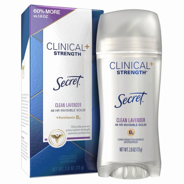 Secret Clinical Strength Antiperspirant and Deodorant for Women Invisible Solid Clean Lavender 2.6 Oz