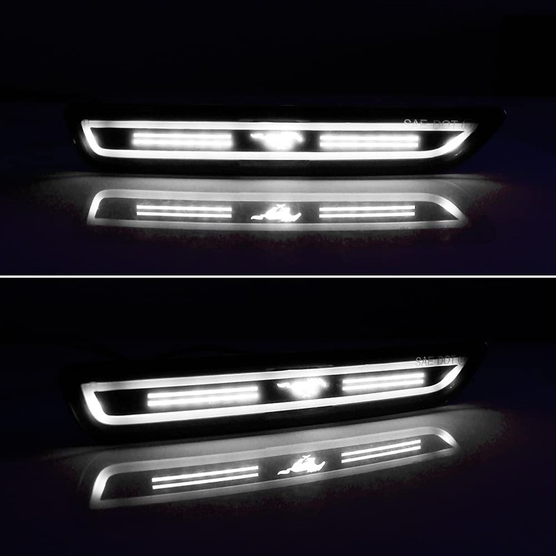 JDMTECH Smoked Lens Pony Horse Logo White LED Front Side