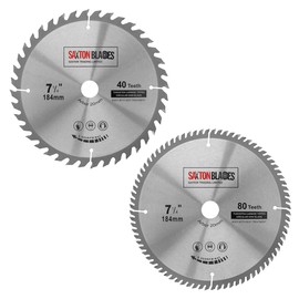 TCT Circular Saw Blades 184mm x 40 & 80T x 20mm Bore (16mm ring) (Pack of 2)