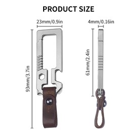 EDC Carabiner Keyring, Titanium Alloy Car Keyring, Multifunctional Titanium Men's Car Keyring, Carabiner, Bottle Opener, EDC Tool for Outdoor Backpack