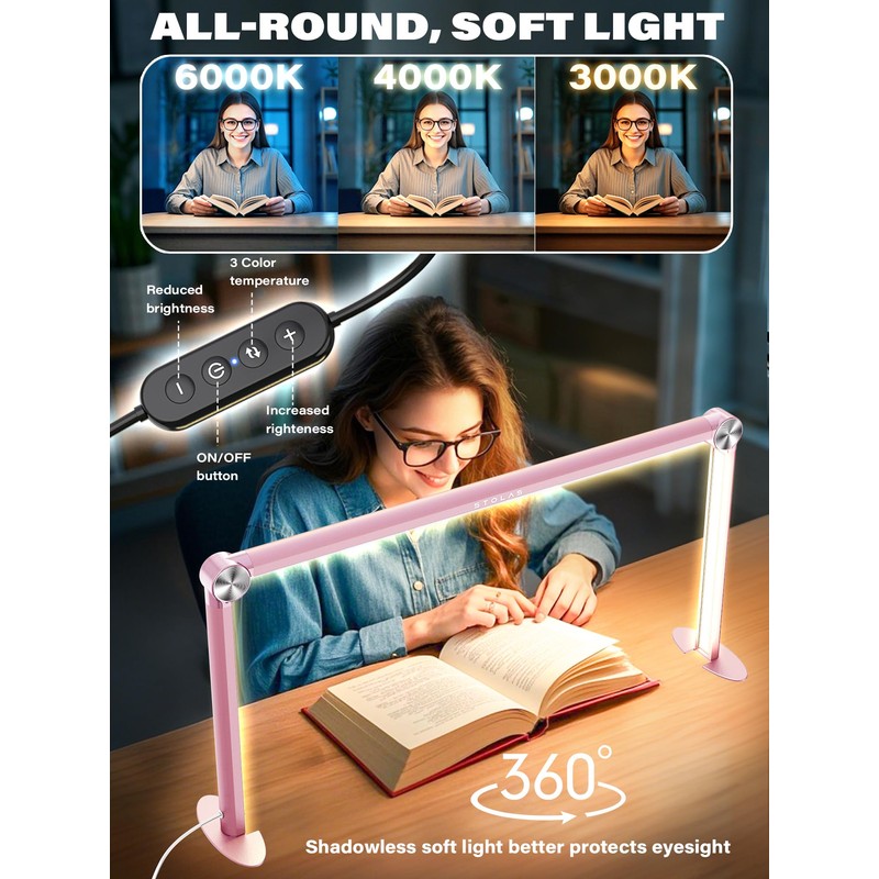STOLAS Half Moon Light for Nail Desk with Phone Holder,