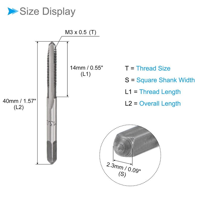 CoCud Manual Screw Taps M3 x 0.5 Thread Metric High