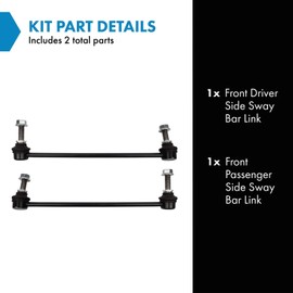 TRQ Front Sway Bar Stabilizer Link Set Driver & Passenger Side Compatible with 2021-2023 Nissan Rogue