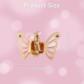 Motmucot 50PCS Mini Butterfly Hair Clips, Girl Metal Small Claw Clips, Butterfly Hair Claw Clip Small, Tiny Cute Hairs Accessories for Women Ladies Girls (Gold)