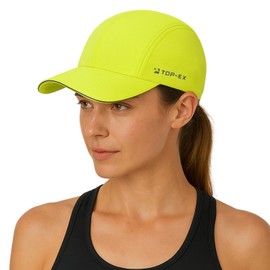 TOP-EX Mens Cooling UV Baseball Cap for Running & Golf – Womens Breathable Ponytail Caps for Summer Sports, Lightweight for Workout Outdoor Gym Beach Adjustable Bright Green M/L