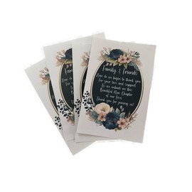 Floral Frame Wedding Thank You Place Card Friends and Family Celebration Reception Bride and Groom (Pack of 50)