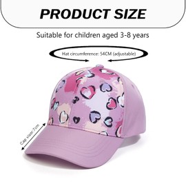 3-8 Years Children's Baseball Cap with Ponytail for Girls Boys Golf Visor Hat Baseball Cap Sun Visor Hat UV Protection Peaked Cap Summer Hat Junior Summer Hat Tennis Cap Sun Hat Visor UPF 50+, love