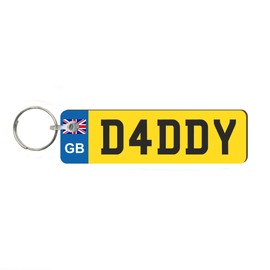Pixie's Gifts Custom License Plate Keychain - Wooden Number Plate Keyring - Mini Number Plate Key Ring - Name Plate Keychain - Just Passed Milestones (Standard designs, D4DDY)
