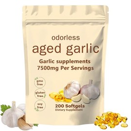 Primus Aged Garlic Extract Supplement - Odorless Organic Garlic for Heart & Immune Support, Non-GMO, 200 Count Softgels