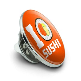 I Love Sushi Roll Heart Metal 0.75" Lapel Hat Pin Tie Tack Pinback