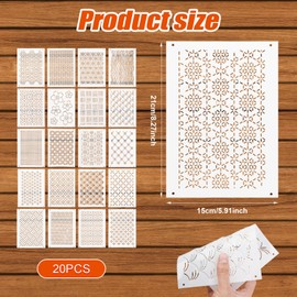 Pack of 20 Sashiko Stencils, 21 x 15 cm, PET Plastic Sashiko Pattern, Geometric Sashiko Pattern Template, Reusable Embroidery Stencils for Quilting, Crafts, Sewing
