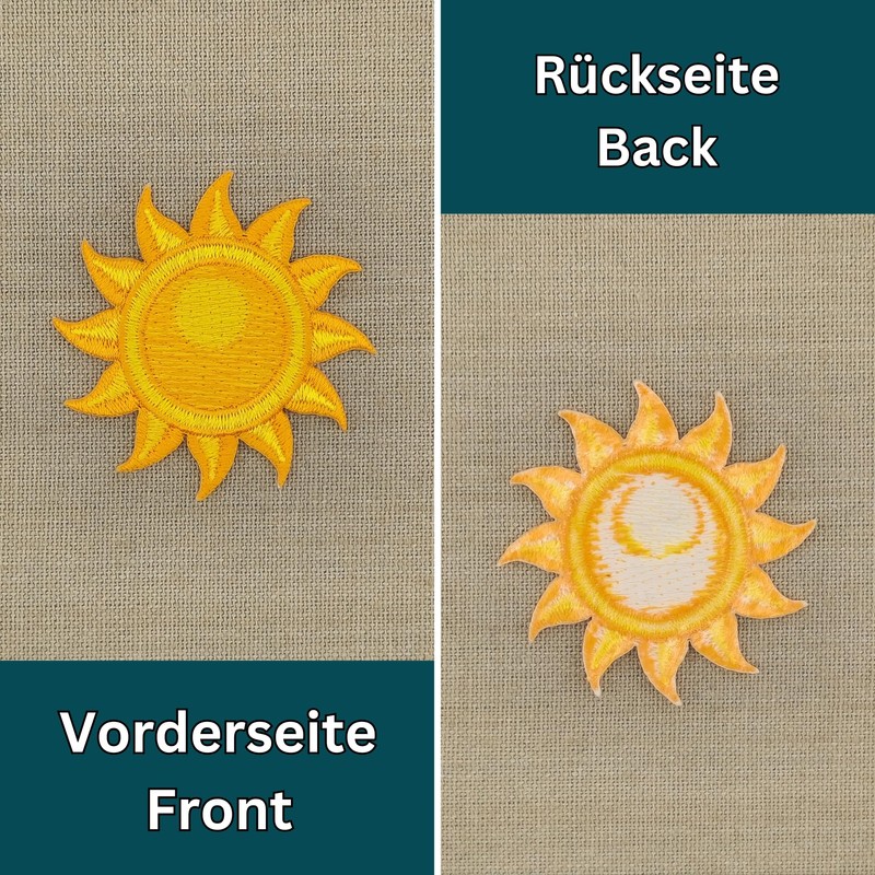 Sun Yellow Iron-On or Sew On Patch for Clothes Embroidered