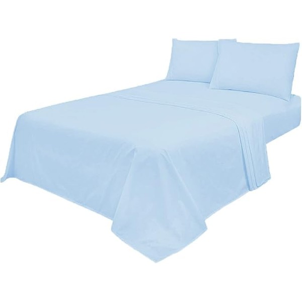 VL Easy Care 4-Piece Bed Sheet Set, Fitted Sheet, Flat