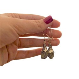 ✿ EINMALIGE NATURSTEIN OHRRINGE ✿ an langen Haken