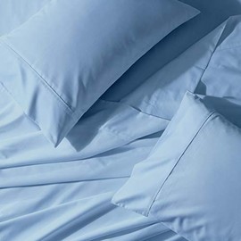 Royal Tradition Solid 650-Thread-Count, Cotton-Blend, Set of 2 Standard/Queen Size Soft Wrinkle Resistant Pillow Cases, Blue