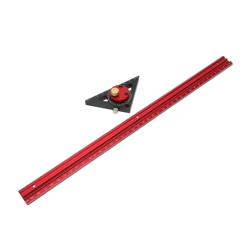 400mm Woodworking Hole Scribing Ruler Aluminum Alloy 360° Rotating Line