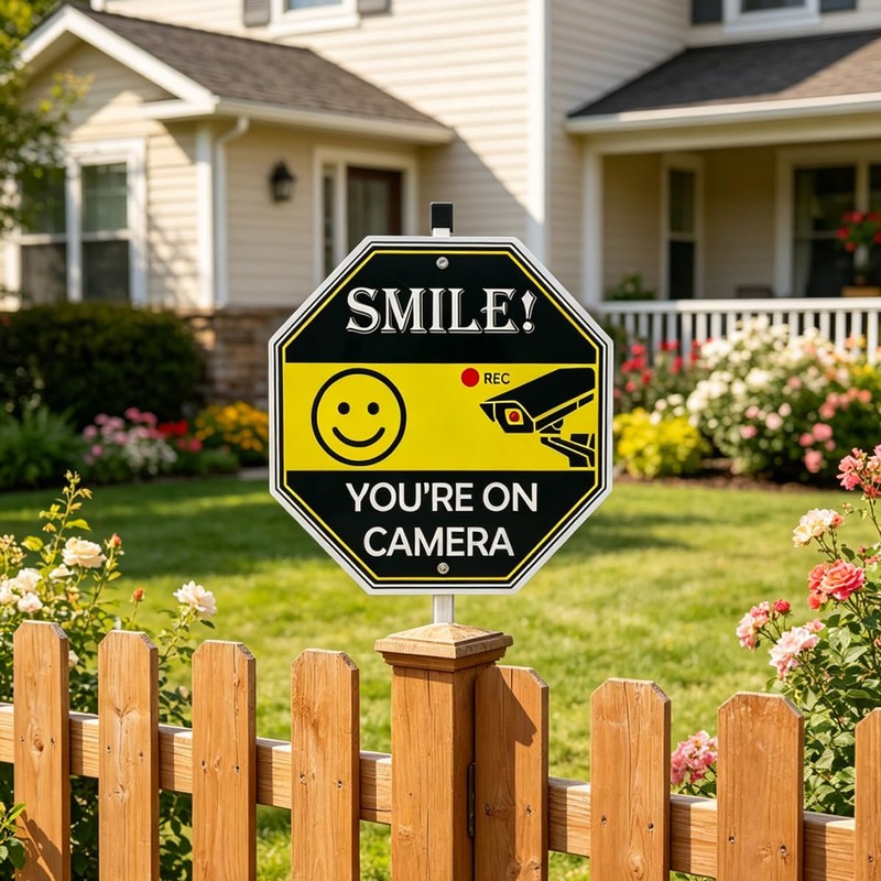 Smile Your On Camer Sign, Video Surveillance Signs Outdoor, Aluminum