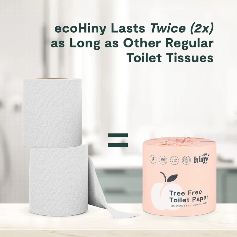 ECOHINY Bamboo Toilet Paper 6-Pack – 3-Ply, Eco, Septic Safe,
