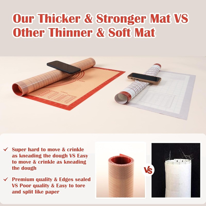 Folksy Super Kitchen Extra Thick Silicone Pastry Mat Large for