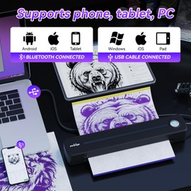PeriPage P91 Tattoo Printer with Tattoo Stencil Paper,Wireless Thermal Tattoo Printers Compatible with Phone,Pad & PC