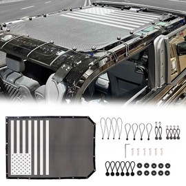 West-xingzhe Sunshade for Bronco, Sunshade Compatible with 2021 2022 2023 2024 New Ford Bronco 2 Door, Full Length Mesh Sun Shade Bimini Top Cover for Bronco Accessories, Blocks UV Wind Noise,Flag