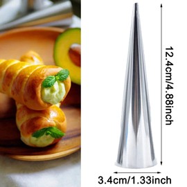 30 PCS Non-Stick Cream Horn Molds Large, 5" Big Size Stainless Steel Cream Horn Mold for DIY Cooking Danish Pastry Lady Lock Form, Cream Roll, Croissant Roller, Ice Cream Egg Roll