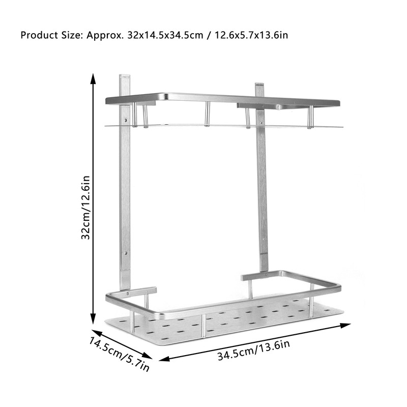 Space Aluminum Bathroom Shelf RustProof Shower Rack Kitchen Storage Basket