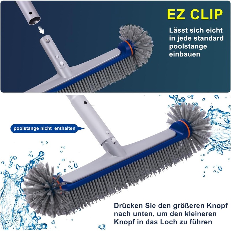 PooLiFE 17.5 inch pool brush with round ends for wall