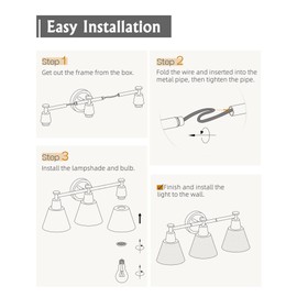 FEMILA Black Bathroom Light Fixtures, 3-Light Bathroom Vanity Lights Over Mirror with Hammered Metal Shade, Modern Wall Lamp for Kitchen Bedroom Living Room,4FG59B-3W BK