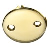 2 Hole Bathtub Overflow Plate, 3-3/16 Inches Diameter, Polished Brass
