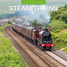 Red Robin 2025 Steam Trains Monthly Wall Calendar | 12" x 24" Open | Premium Thick & Sturdy Paper | Hangable 12 Month Calendar | Plastic Free | 4 Month Transition Page for 2024