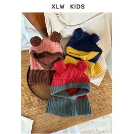 Kids' Winter Knit Balaclava Neck Warmer Warm Hat Beanie lf2932 - Free Size (Approx. Hat Circumference) 48-53Cm Pink 3ea