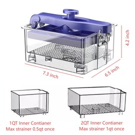 Greek Yogurt Strainer with Lid. 2 inner (1qt and 2qt), max Filter 0.5qt and 1qt.Dishwasher Safe.for Tufo or Vegetable Rice