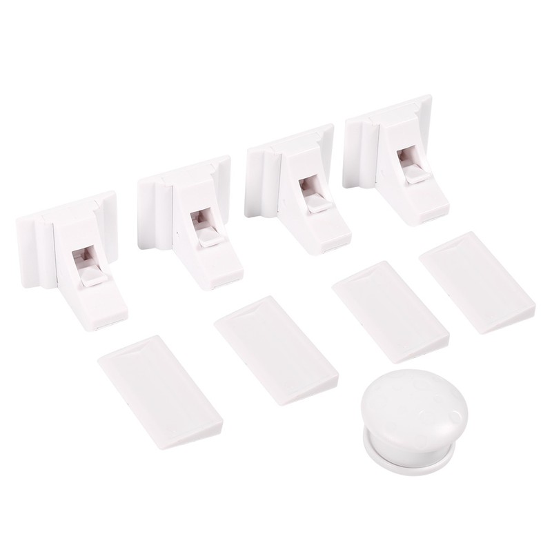 4Pcs White Magnetic Baby Child Kid Pet Proofing Cupboard Cabinet