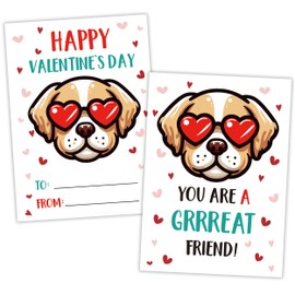 Muruseni Greetings Valentine's Day Cards for Kids Classroom, 30 Valentine's Greeting Cards, Puppies Valentine's Classroom School Exchange Cards for Girls Boys Party Favors