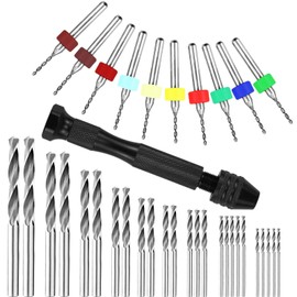 36 Pcs Mini Hand Drill Set for Crafts, Pin Vise Precision Twist Drill Bits with Mini Drill Press Vise for Delicate Manual Work, Electronic Assembling, Craft Carving DIY, Model Making