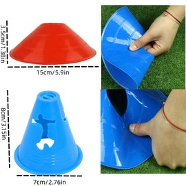 DACUAN Pro Disc Cones for Training Football (10disc 10cone),Mini Soccer Wind-Proof Marker Cones, Soccer Markers Disc with Net Bag for Low Profile Field Markers Training Football Basketball