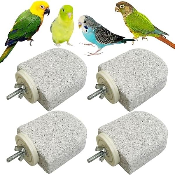 PINVNBY 4 PCS Bird Perch Stands Parrot Calcium Perch Beak
