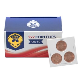 50 3-Hole Penny 2x2 Premium Cardboard Coin Flips Paper Holders Mylar Archival Safe Storage