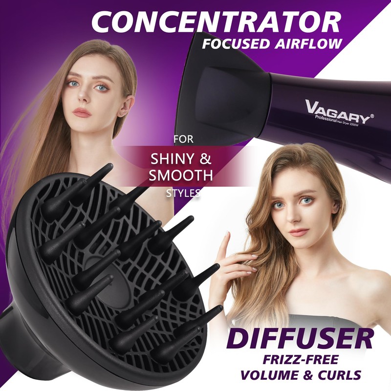 VAGARY 6690A Salon Pro Hair Dryer for Women,2200w Powerful AC