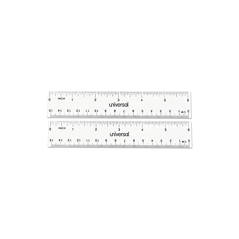 Universal UNV59025 6 in. Long Standard/Metric Plastic Ruler - Clear